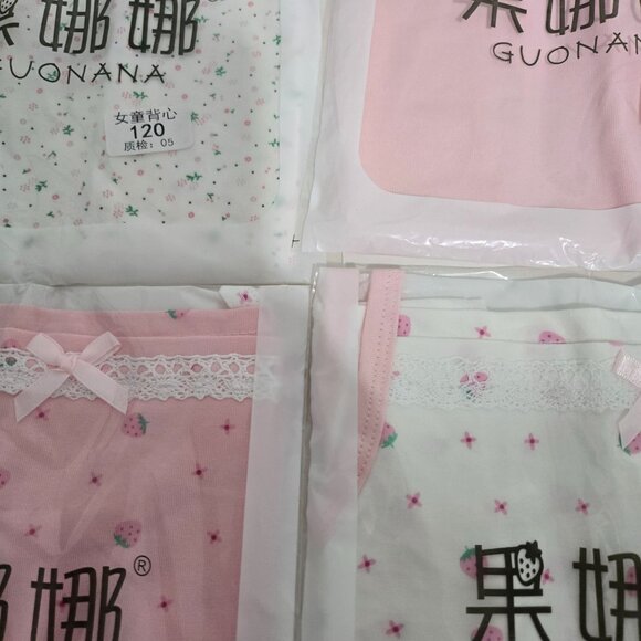 Girls 4 Pack Camisole Undershirts with Lace trim and Bow - Size 120 (US 6-7) - Picture 3 of 5